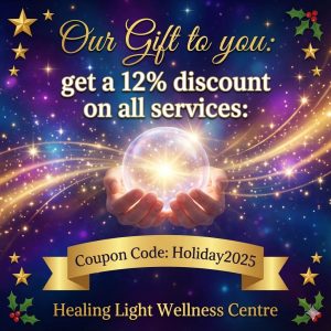 Our Gift to you: get a 12% discount on Reiki, Past Life Regression, Emotional Detox Hypnosis Session: Coupon Code: Holiday2025,
